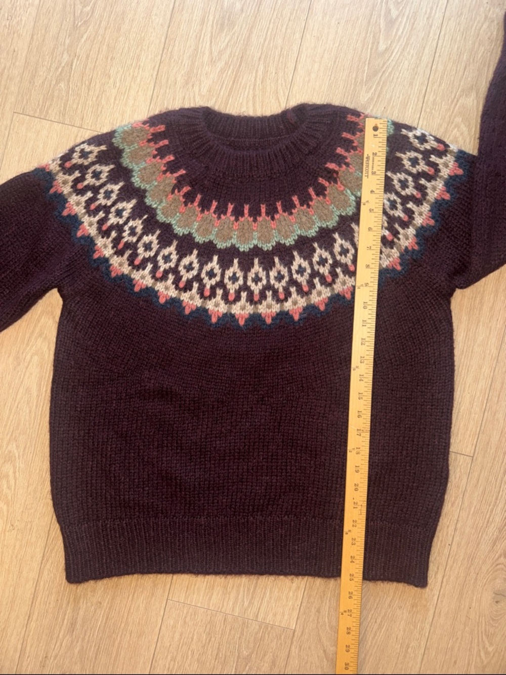 TOAST Alpaca Cotton Wool Patterned Yoke Fair Isle Sweater Size M - Picture 12 of 13